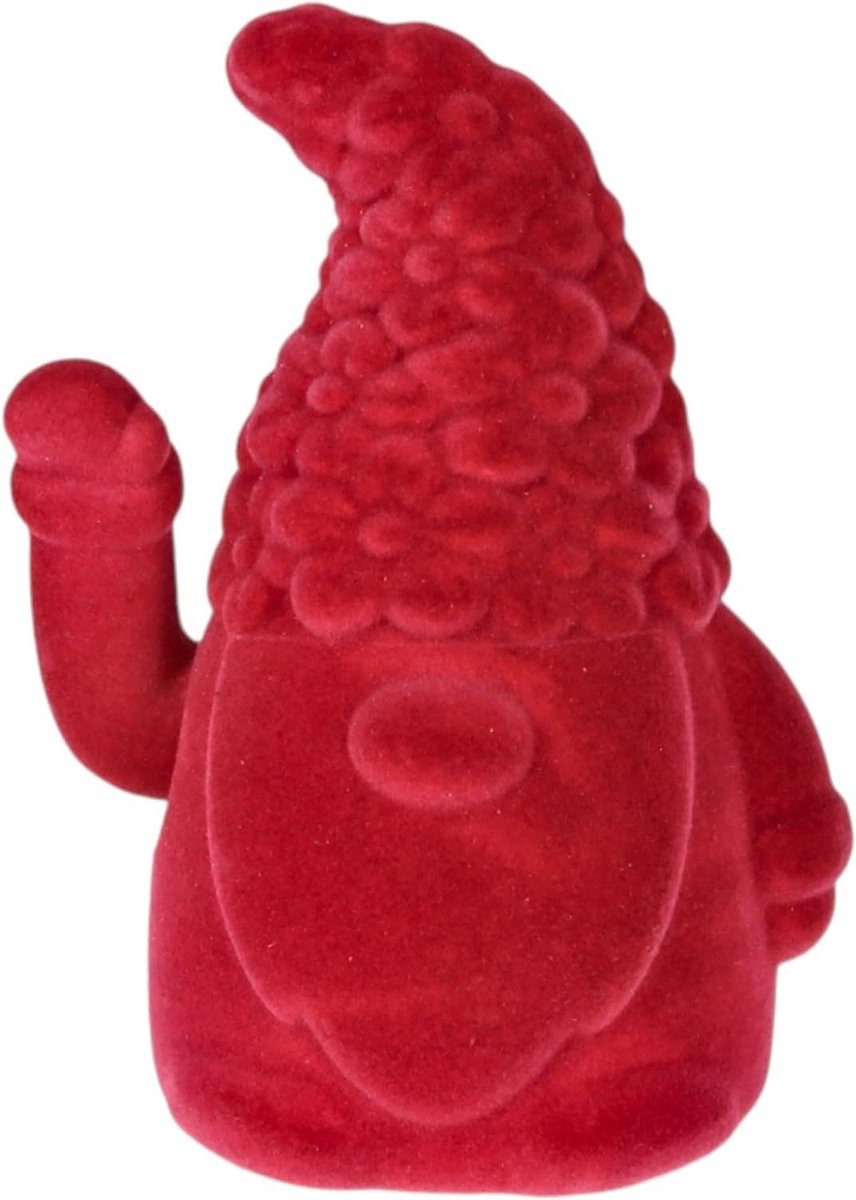 Rood Winkelfiguur Decoratie - Zwaaiend Bewegend Beeldje met Gevlokt Oppervlak - Hoogte: 18 cm