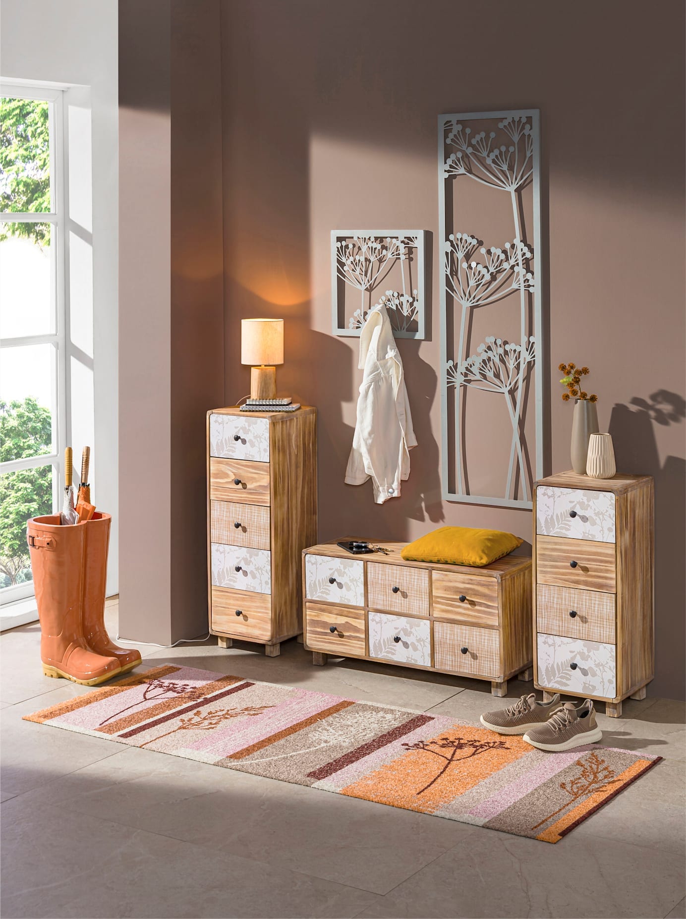 Kommode HEINE HOME, rosa (natur, altrosé), B:30cm H:90cm T:30cm, MDF, Sideboards, Kommode natur, altrosé B/H/T: 30cm x 90cm x 30cm, Kiefer