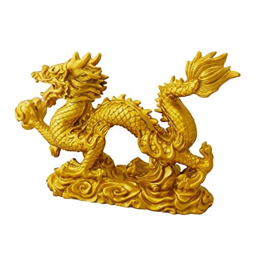 OVNSHVN Gouden Draak Beeldje - Chinees Sterrenbeeld Dierdecoratie voor op Tafel