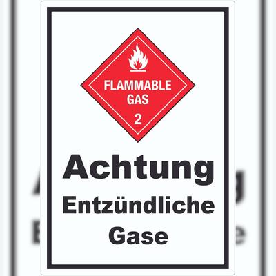 HB-Druck Aufkleber Entzündliche Gase Flammable Gas A5 (148x210mm)