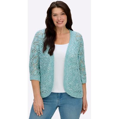 Strickjacke CLASSIC BASICS, Damen, Gr. 44, beige (ozean, ecru, meliert), 50% Baumwolle, 50% Polyacryl, meliert, Strickjacken Strickjacke