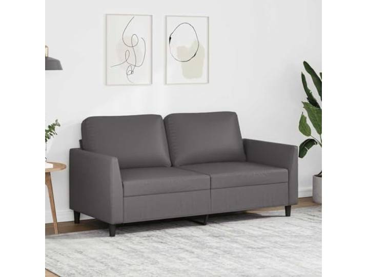 HEFZGDB Graues 2-Sitzer-Sofa 140 cm Kunstleder Modernes Design mit Langlebigem Material Robustes Metallgestell für Stabilität Bequeme Polsterung Schmutzabweisende Oberfläche