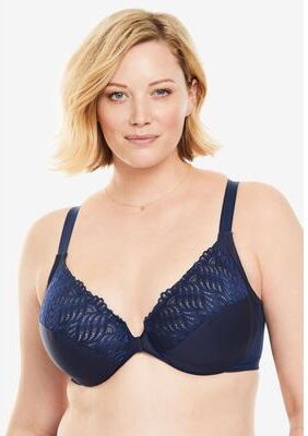 Plus Size Women's Wonderwire® Front Close T-Back Bra 1246 by Glamorise in Blue (Size 46 F)
