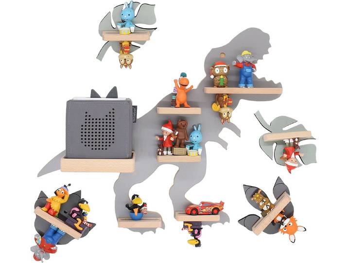 Houten dinosaurus set kinderplankje Toniebox figuren Dino wandplank Tonies muziekdoosje