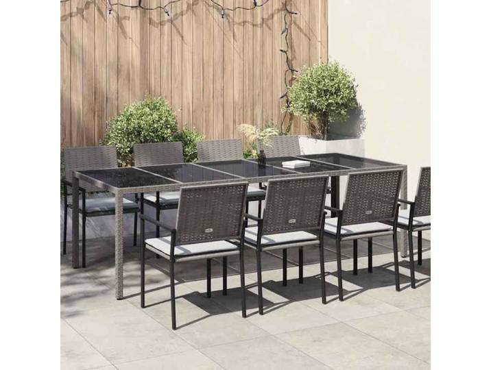 Soldes printemps  Table terrasse - Gris - Table de jardin - 1 PC - Gris 250x100x75 cm polyrotin T232
