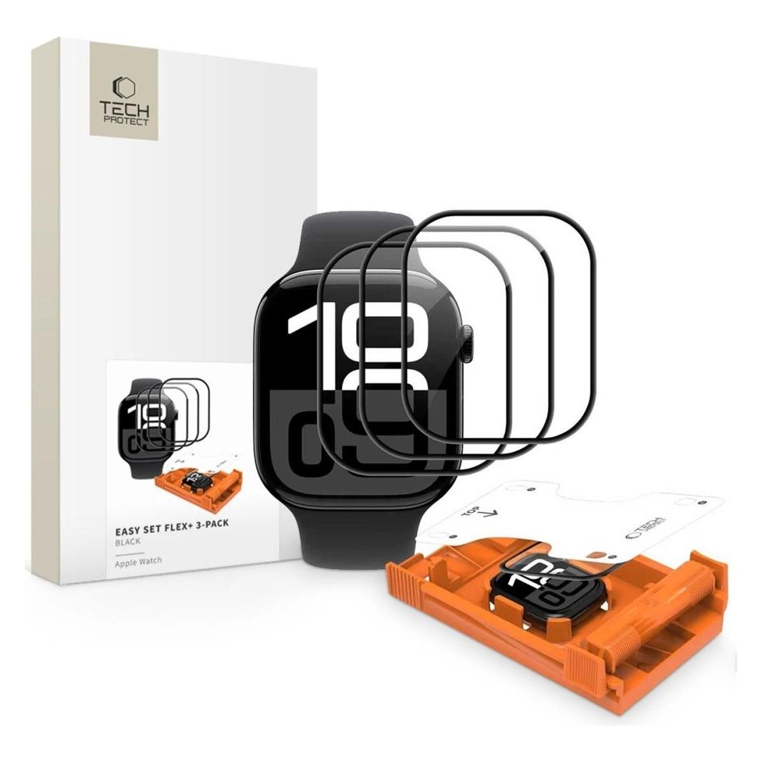 Tech-Protect EASY SET FLEX+ HYBRIDGLAS 3-PAKET APPLE WATCH 10 / 11 (42 MM) SCHWARZ (66000530)