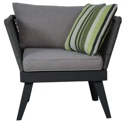 Gartenmöbel Lounge Sessel Gartenstuhl CUBA 87 x 73 x 73 cm grau mit Kissen Garten Terrasse Balkon
