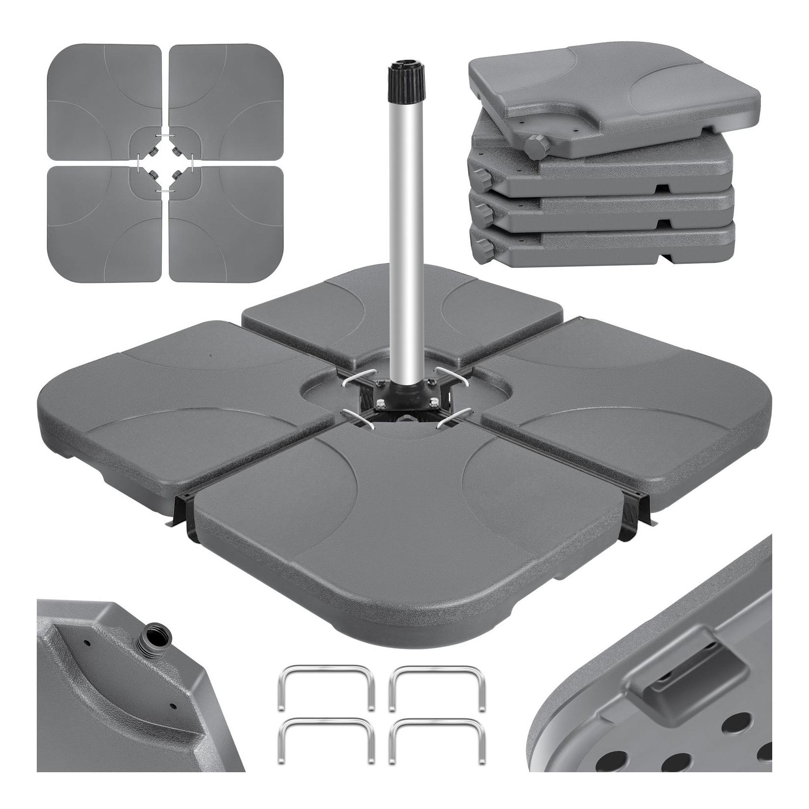 KESSER® Sonnenschirmständer 4-teilig Schirmgewicht Schirmständer für Ampelschirm Bodenkreuz 60 Liter / 80 kg befüllbar mit Wasser oder Sand Inkl. Metallverbinder Ampelschirmständer Kunststoff
