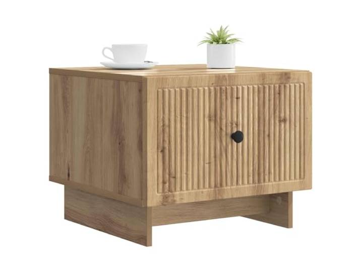KTHLBRH Rechteckiger Couchtisch, handgefertigt, 49 x 50 x 40 cm Technisches Holz, 1 Schublade, geriffelter Rand, einfache Reinigung, vielseitig einsetzbar