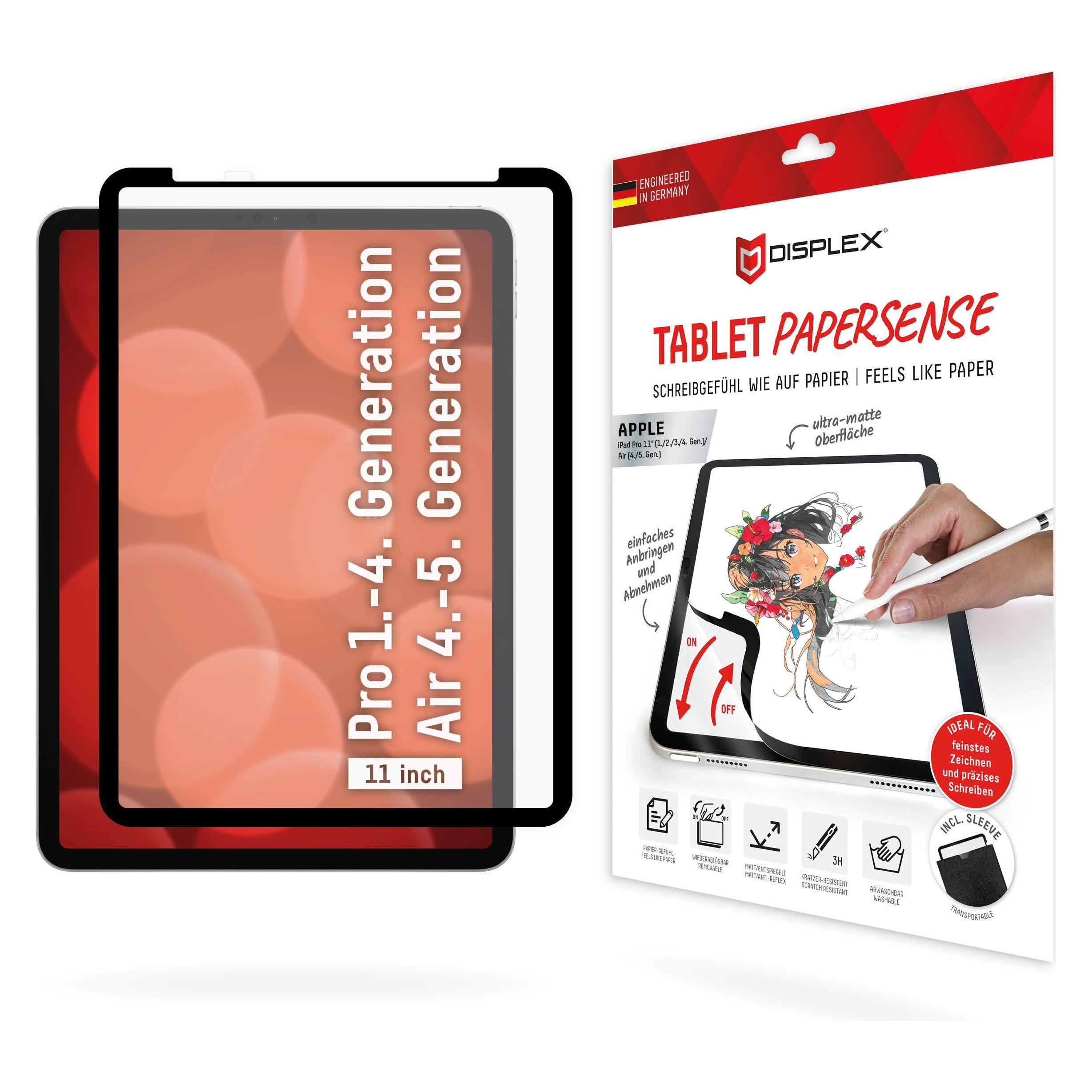 Displex Tablet Papersense, iPad Paper Feeling Schutzfolie (1 Stk., Apple iPad Pro 11 2018, Apple iPad Pro 11 2020, Apple iPad Pro 11 2021, Apple iPad Pro 11 2022) (01888)