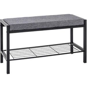 Haku-Möbel Schuhbank 18519, schwarz / grau, aus Metall, 1 Ebene für 4 Paar, 80 x 48 x 32cm