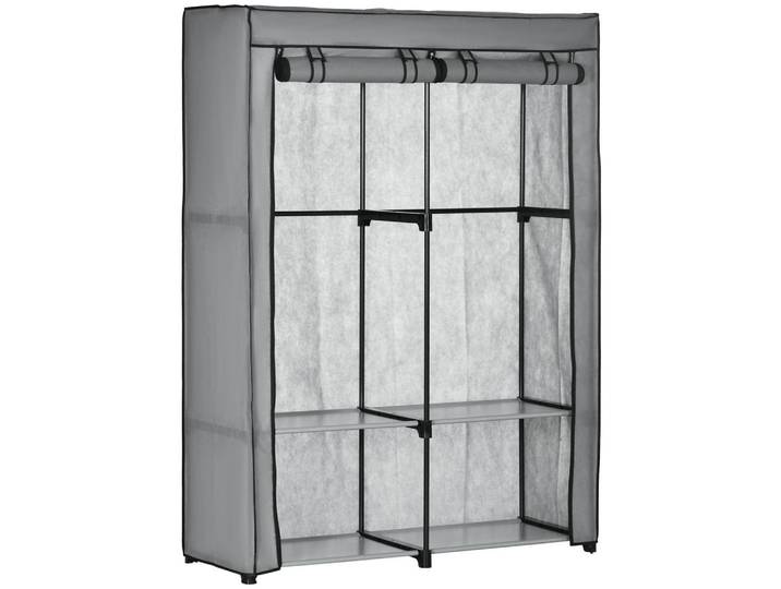 Homcom Kleiderschrank, Stoffschrank, Hellgrau, Metall, 49x170x118 cm, Schlafzimmer, Kleiderschränke, Schrankzubehör