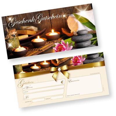 TATMOTIVE Geschenkgutscheine Massage & Wellness (100 Stück) einfach Werte eintragen und stempeln, für Massage & Beauty