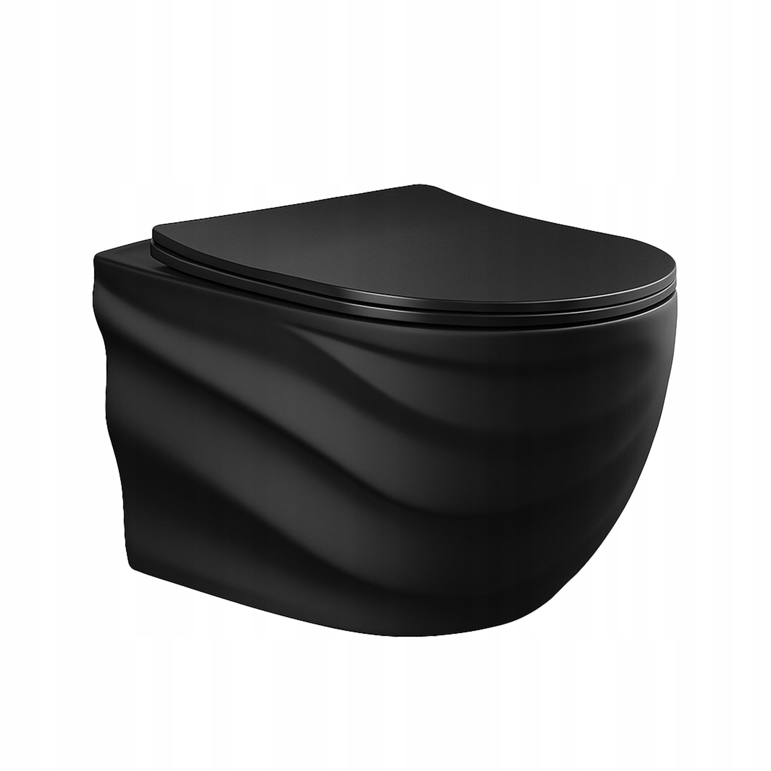 Keramik Wand WC Toilette Tiefspüler mit Softclose WC-Sitz Mattschwarz