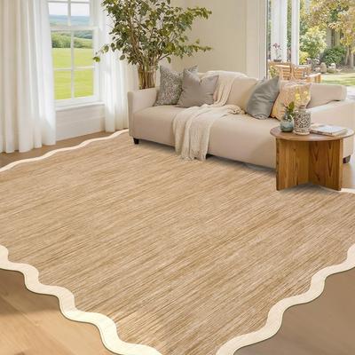 Garvee Scalloped Edge Color Blocking Bordered Area Rug