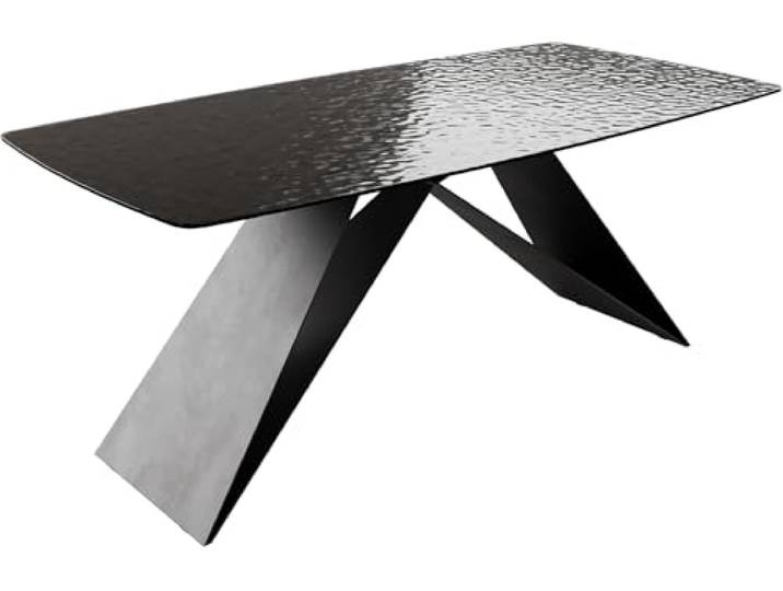 DELIFE Esszimmertisch Edge Boot Reliefglas Rauchschwarz 3D-Design 200x100