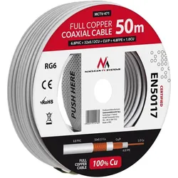 Maclean MCTV-471 MCTV-471 Kabel Koaxialkabel RG6 50M 1.02CU+4.8FPE+CU/P+32*0.12CU+6.8PVC, Antennenkabel