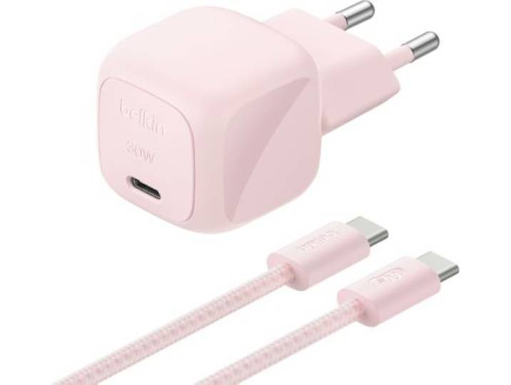 Belkin - Chargeur Solaire Usb-C 30w + Cable Usb-C 2m Rose