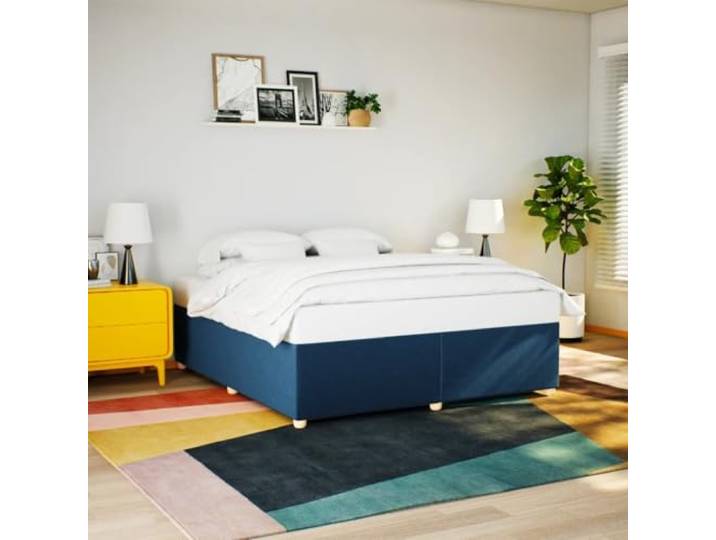 RJPLMFV Bettgestell, Blau, 180 x 200 cm, Polyestergewebe Lattenrost inklusive, robuste Füße, optimale Unterstützung, ohne Matratze