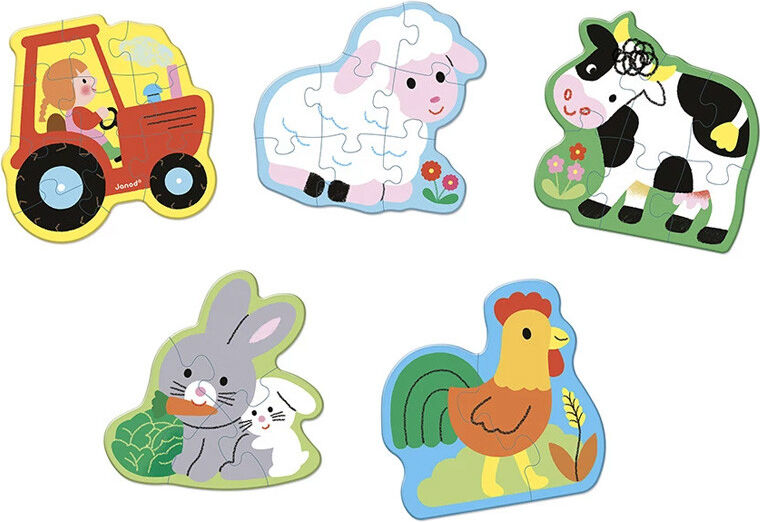 5 Puzzles Evolutifs de 2 à 10 pcs Ferme - Janod