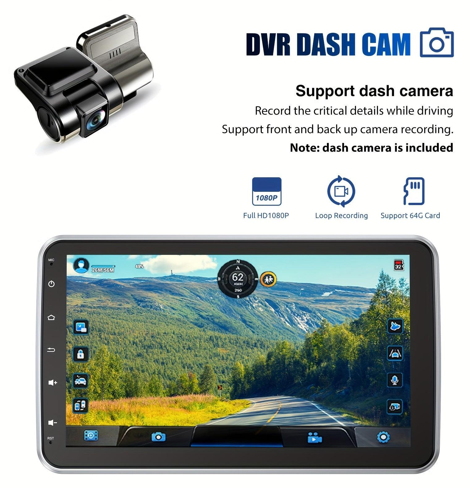 Selius Autoradio Android Headunit met 10,1 Inch Draaibaar Touchscreen Single DIN