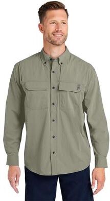 HUK H150184 Athletic Men's Creekbed Pocket Fishing Shirt in Moss size Medium   90% nylon, 10% spandex