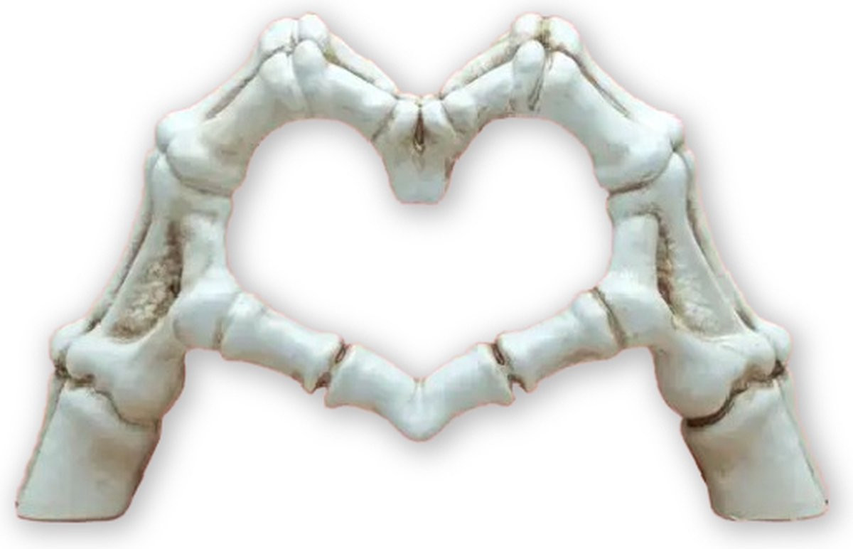 Mauropet LoveSign Handen Beeld Skelet Wit van Polyresin