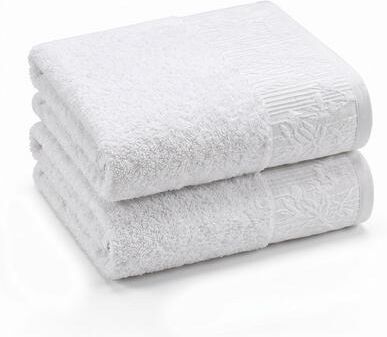 Superior Wisteria 2-Piece Cotton Bath Towel Set - Floral Jacquard Border Full Body Bath Towels