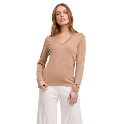 Strickpullover FALKE "Pure Merino Wool", Damen, Gr. XS, beige (camel (5038)), Pullover Strickpullover