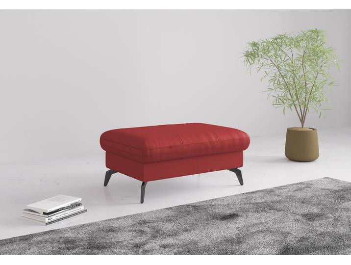 Polsterhocker, 103x69 cm, Naturleder, Feuerrot, Mit Stauraum, Modern, SIT & MORE