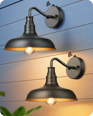 GlowBake Dusk To Dawn Outdoor Wall Lights, Farmhouse Gooseneck Barn Black, Porch Lanterns Dusk To Dawn Outdoor Wall Lights, Farmhouse Gooseneck Barn Black, Porch Lanterns