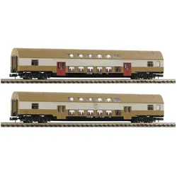 Fleischmann 6260075 N 2er-Set 2: Doppelstockwagen DBmue der DR (Spur N)