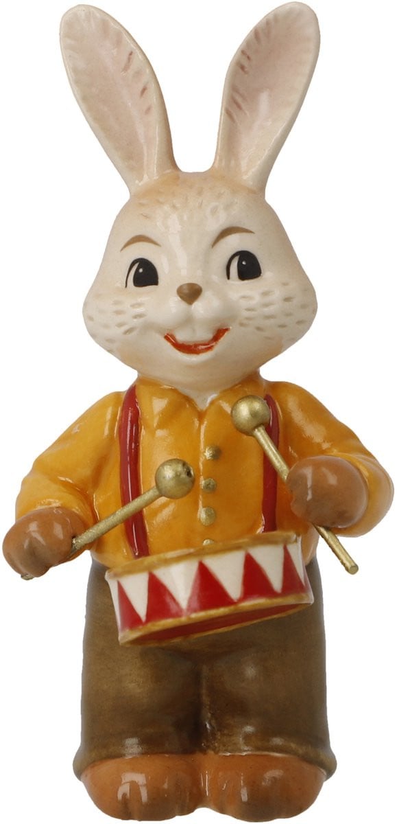 Goebel Decoratief beeld Haas Muzikant Drummer - Aardewerk - 8 cm