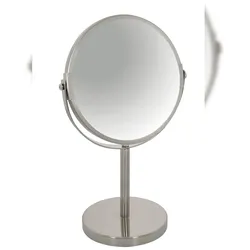 Spirella Schminkspiegel Kosmetikspiegel Standspiegel Badezimmerspiegel "Sydney" 2-Fach Vergrößerung - Ø 17cm - Silber matt