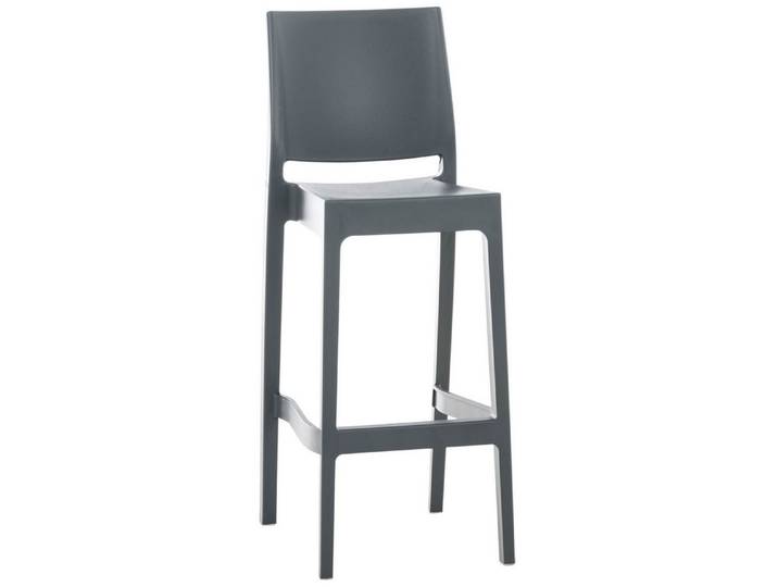 TPFLiving Barhocker Kunststoff (Barstuhl - Tresenhocker - Thekenhocker - Hocker für Küche), Gestell Kunststoff - Sitzfläche: Kunststoff Dunkelgrau