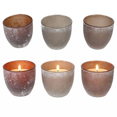 B. Samata 6er Set Teelichthalter aus Glas je 2x Beige, Braun & Grau – 2054771*****Standort: WA-Raum