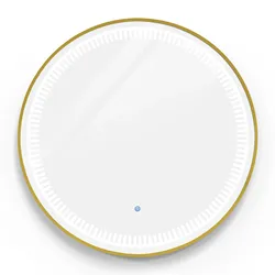 M MCombo Wandspiegel mit Beleuchtung, Badspiegel mit Aluminiumrahmen, Runder Spiegel mit Touch-Schalter, 3 Lichtfarben Dimmbar, Badezimmerspiegel J6236