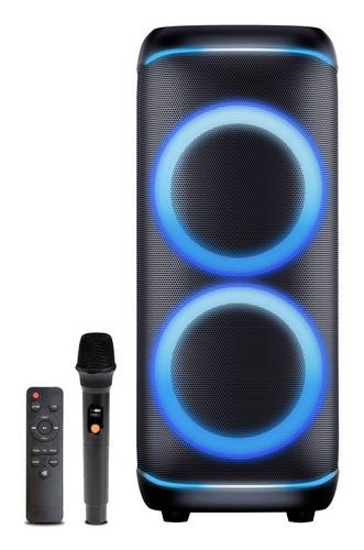 Denver BPS-470 - Bluetooth Party Lautsprecher Groß 2000W LED RGB Licht mit Akku Mikrofon TWS Rollen IPX4