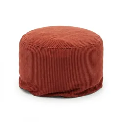Relaxdays Pouf, Cord, HxD: 25 x 35 cm, Polystyrol-Füllung, rundes Bodensitzkissen, Wohnzimmer Hocker, Sitzpouf, rost