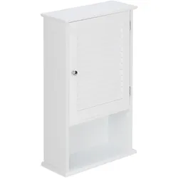 Relaxdays Badschrank, 3 Fächer, Lamellentür, geringe Tiefe, HBT 70 x 42 x 16,5 cm, platzsparend, Badezimmerschrank, weiß