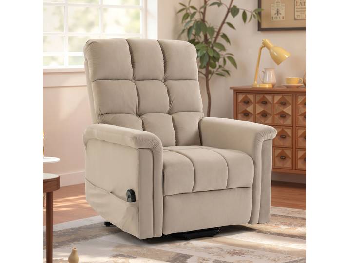 HOMCOM Fauteuil Releveur Électrique Velours Inclinable Marron