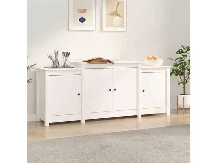 BEST Buffet de rangement enfilade - Buffet Blanc 164x37x68 cm Bois massif de pin fr5913