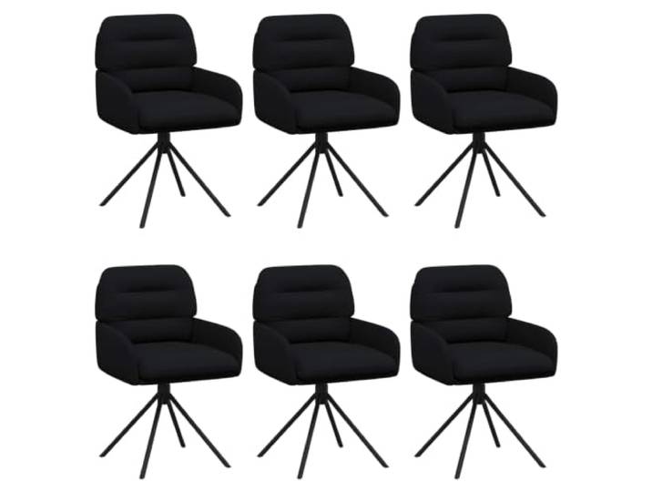 KDVXBCQJH 6er Set Drehstühle Esszimmer Kunstleder Schwarz 59x59,5x90 cm Bequemer Polstersessel mit 360 Grad Drehfunktion und Metallgestell für Esszimmer und Küche, belastbar bis 110 kg.