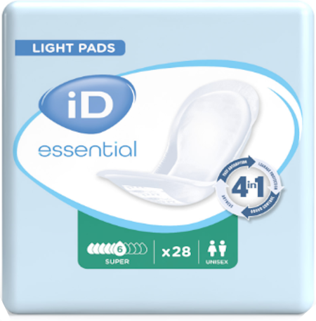 Ontex iD iD Essential Light Pads Super - 12 paquets de 28 protections