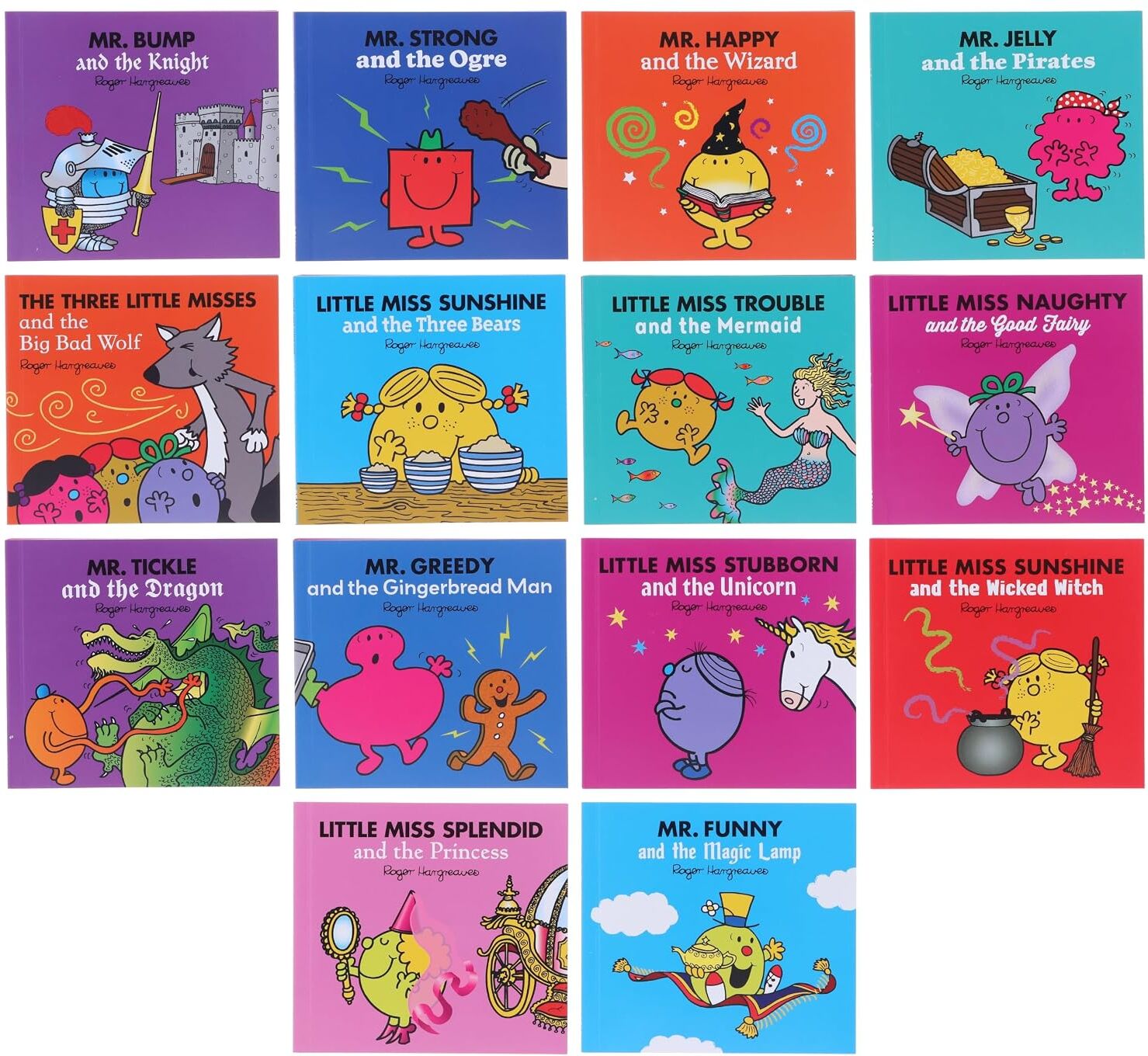 DEAN Mr. Men Little Miss Magic Collection by Roger Hargreaves 14 Magical Stories Box Set (Little Miss Sunshine and the Three Bears, Mr. Strong and the Ogre