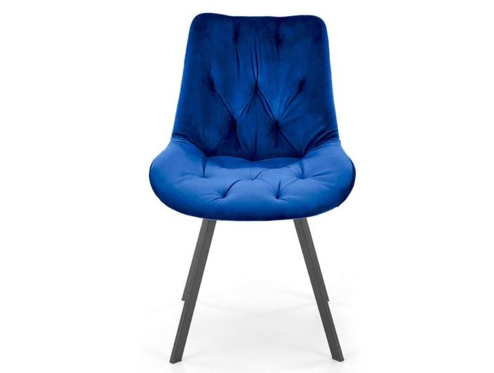 Chaise design rotative en velours de polyester bleu
