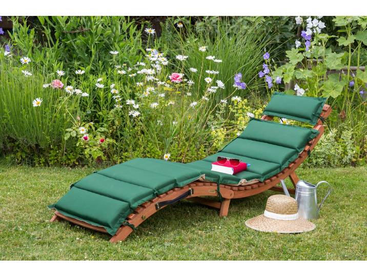 Gartenliege MERXX Ipanema , beige (braun), Obermaterial: 100% Polyester. Füllung: 100% Polyurethan, Gartenliegen, Gartenliege, Eukalyptusholz, klappbar, inkl. Auflage
