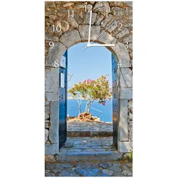 Wallario Uhr 30 x 60 cm, weiße Zeiger Torbogen Toskana