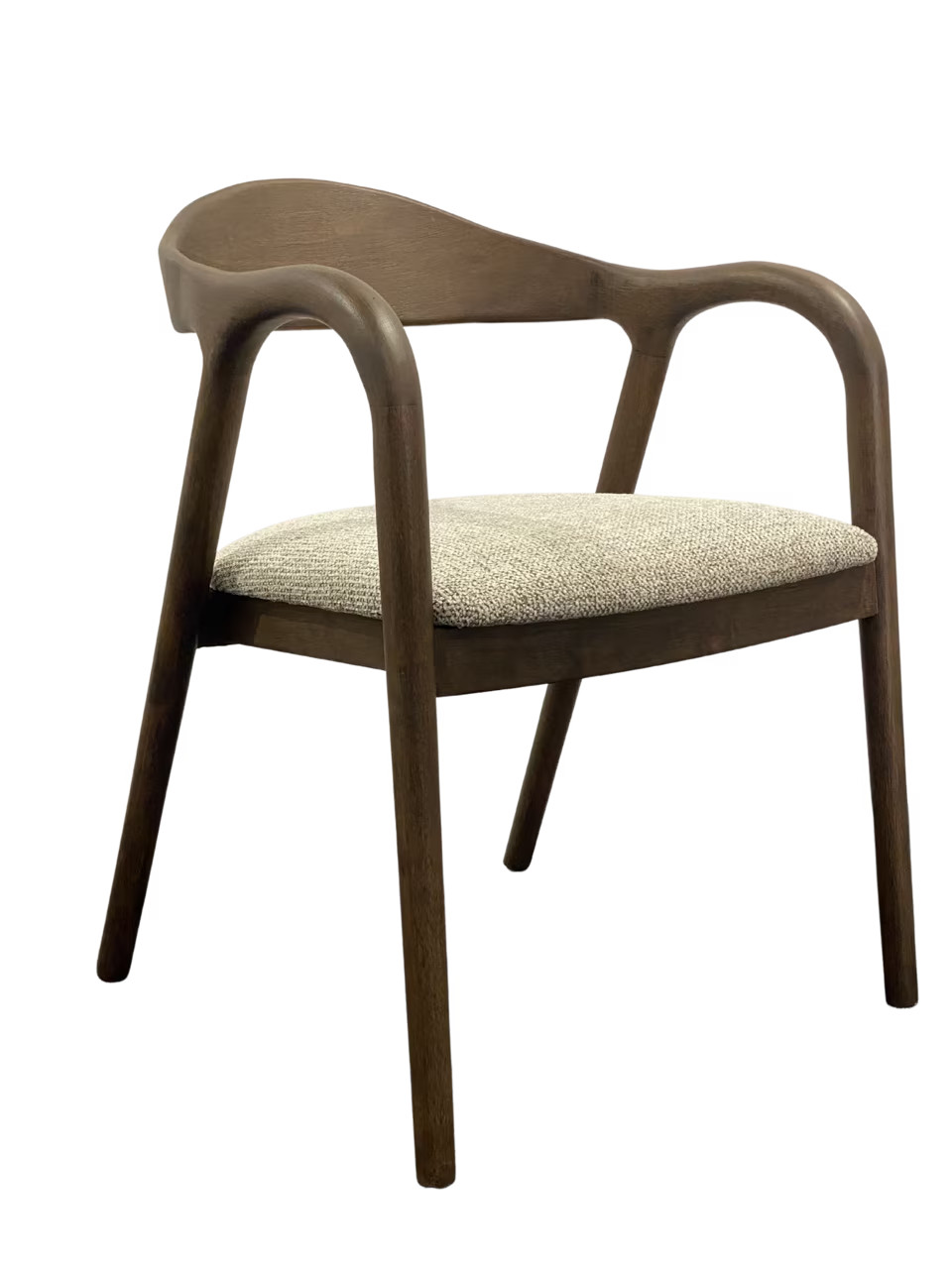 Richmond Interiors Eetkamerstoel Mihara met armleuningen, geweven stof en hout, Bruin