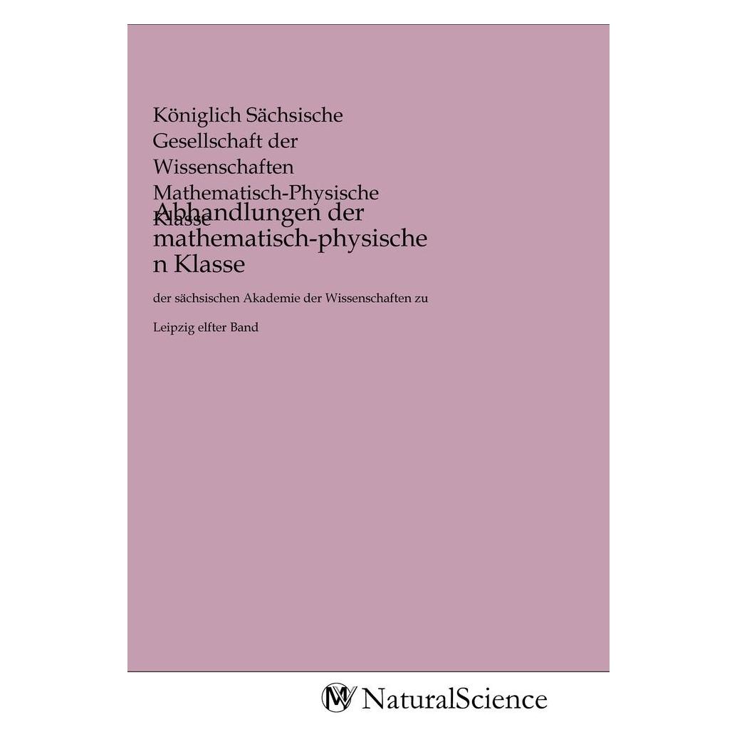 MV-NaturalScience Abhandlungen der mathematisch-physischen Klasse (Softcover) (56161396)